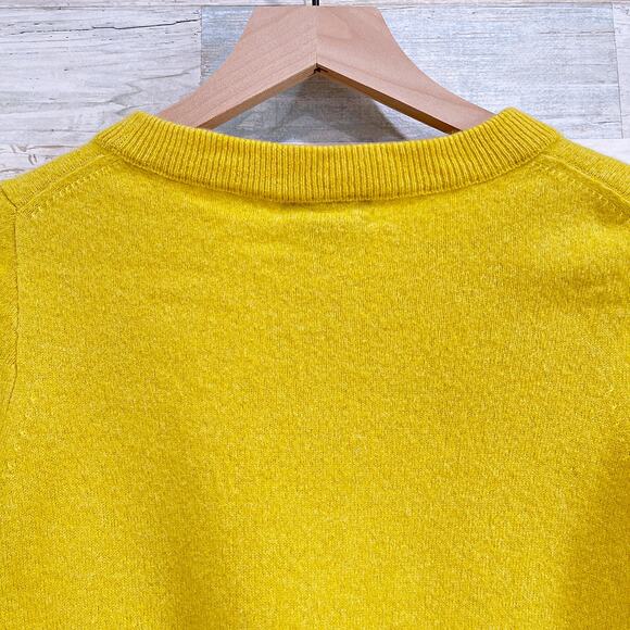 J CREW 100% Italian Cashmere Sweater Yellow 3/4 Sleeve Crewneck Womens Small - Picture 4 of 5